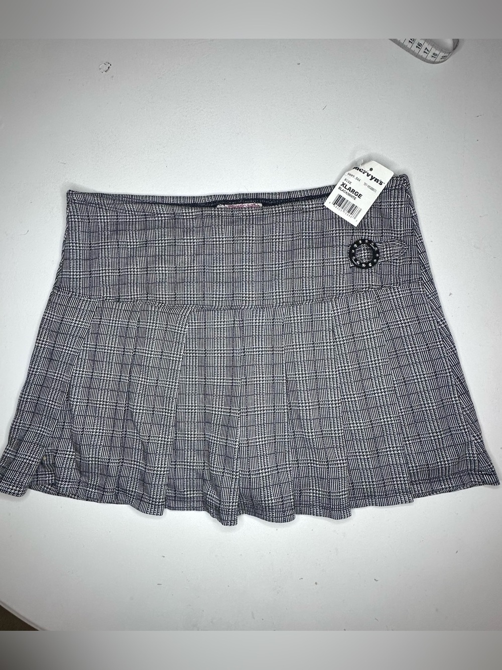 Vintage 90s Y2K Plaid Pleated Skort with Built-In Shorts Size XL Deadstock